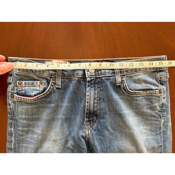 Vintage Red Engine Y2K Low Rise Bootcut Denim Vintage Distressed Size 31 - Picture 7 of 12